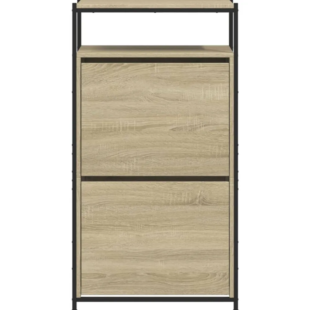 vidaXL Zapatero de madera de ingeniería 60x34x112 cm Roble Sonoma New