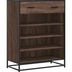 vidaXL Zapatero de madera y metal marrón roble 75x38x97,5 cm Marrón roble Outlet