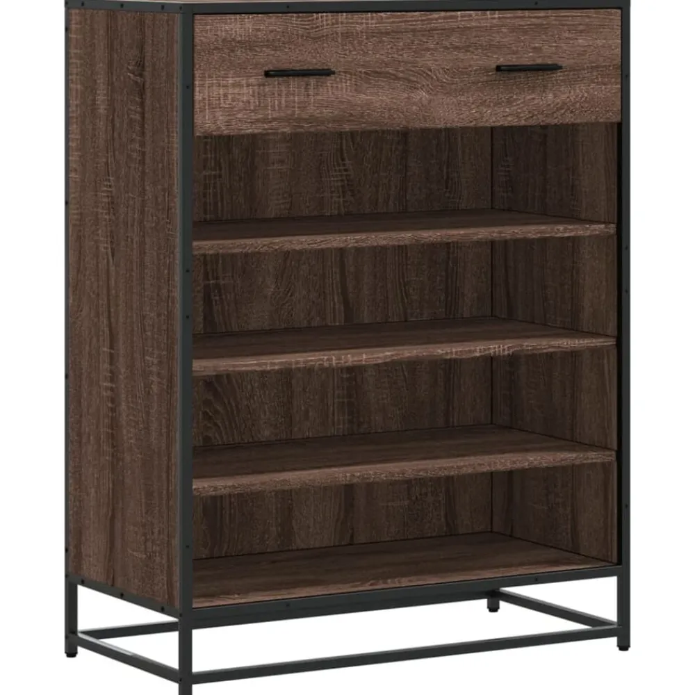vidaXL Zapatero de madera y metal marrón roble 75x38x97,5 cm Marrón roble Outlet