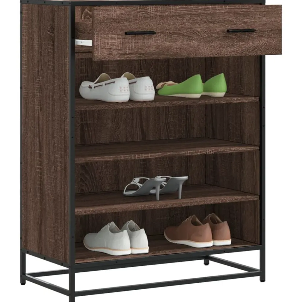 vidaXL Zapatero de madera y metal marrón roble 75x38x97,5 cm Marrón roble Outlet