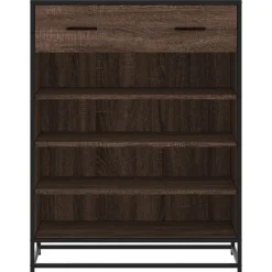 vidaXL Zapatero de madera y metal marrón roble 75x38x97,5 cm Marrón roble Outlet