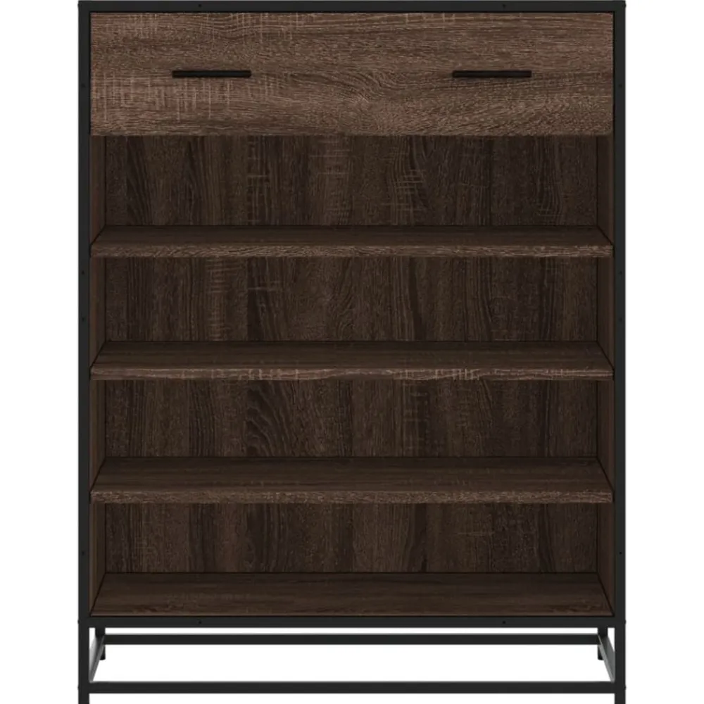 vidaXL Zapatero de madera y metal marrón roble 75x38x97,5 cm Marrón roble Outlet