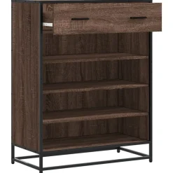vidaXL Zapatero de madera y metal marrón roble 75x38x97,5 cm Marrón roble Outlet