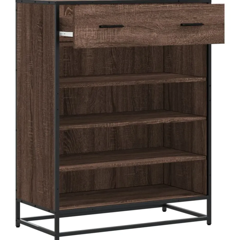 vidaXL Zapatero de madera y metal marrón roble 75x38x97,5 cm Marrón roble Outlet