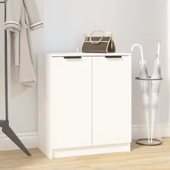 vidaXL Zapatero de madera contrachapada 59x35x70 cm Blanco New