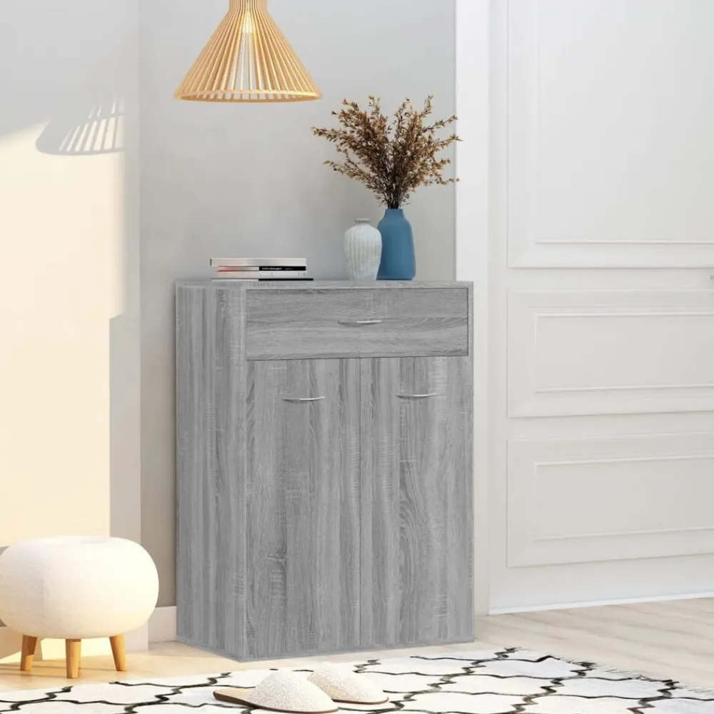 vidaXL Zapatero de madera contrachapada 60x35x84 cm Gris sonoma Outlet