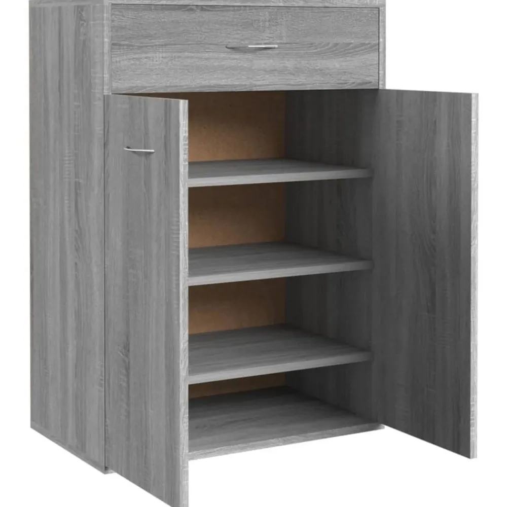 vidaXL Zapatero de madera contrachapada 60x35x84 cm Gris sonoma Outlet