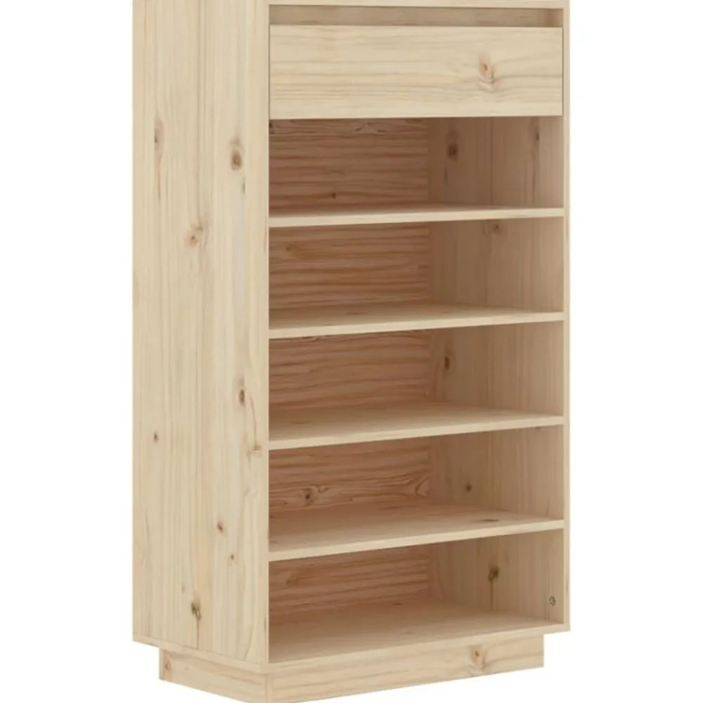 vidaXL Zapatero de madera maciza de pino 60x34x105 cm Natural Online