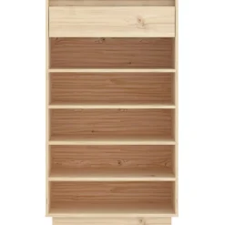 vidaXL Zapatero de madera maciza de pino 60x34x105 cm Natural Online