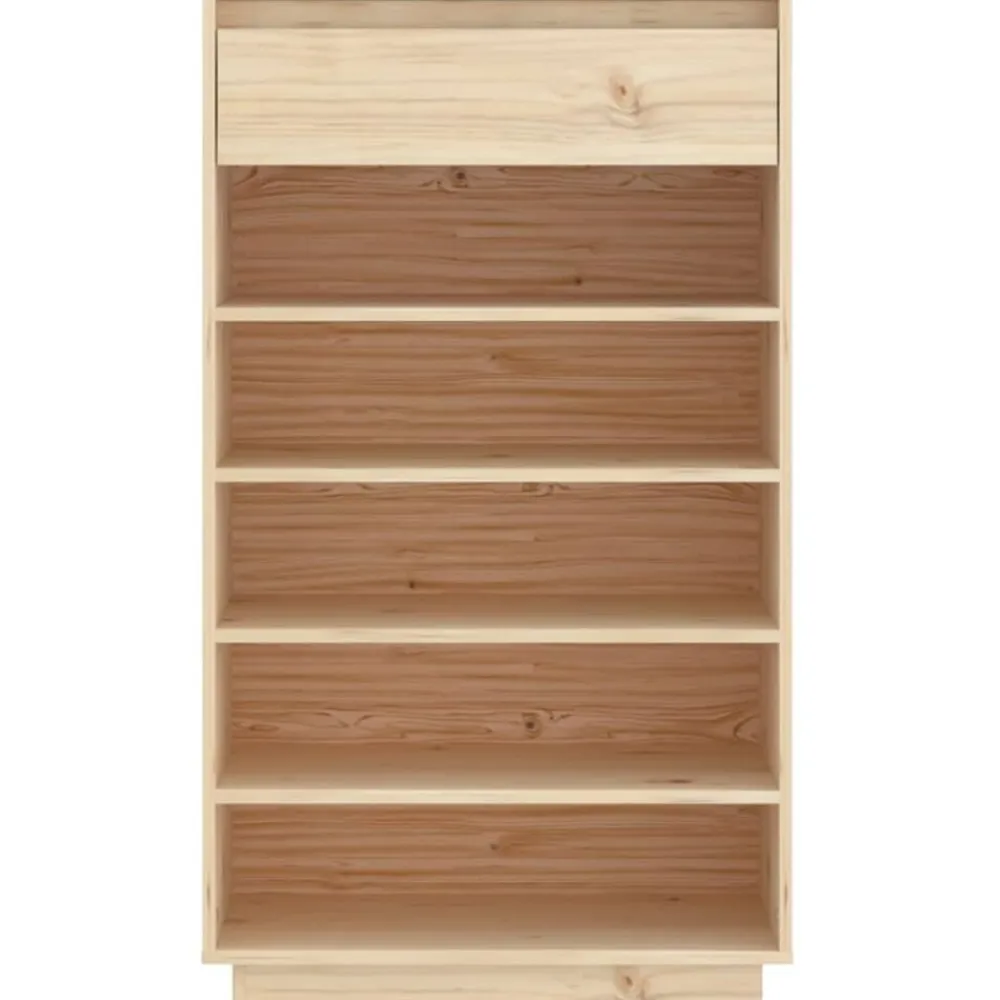 vidaXL Zapatero de madera maciza de pino 60x34x105 cm Natural Online