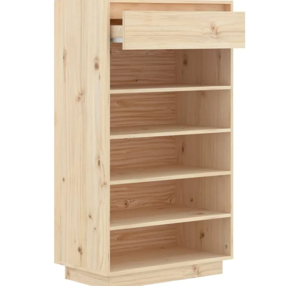 vidaXL Zapatero de madera maciza de pino 60x34x105 cm Natural Online