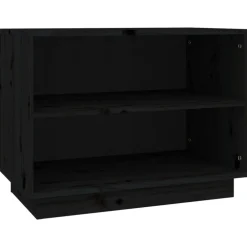 vidaXL Zapatero de madera maciza de pino 60x34x45 cm Negro New