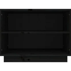 vidaXL Zapatero de madera maciza de pino 60x34x45 cm Negro New