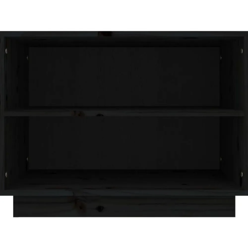 vidaXL Zapatero de madera maciza de pino 60x34x45 cm Negro New