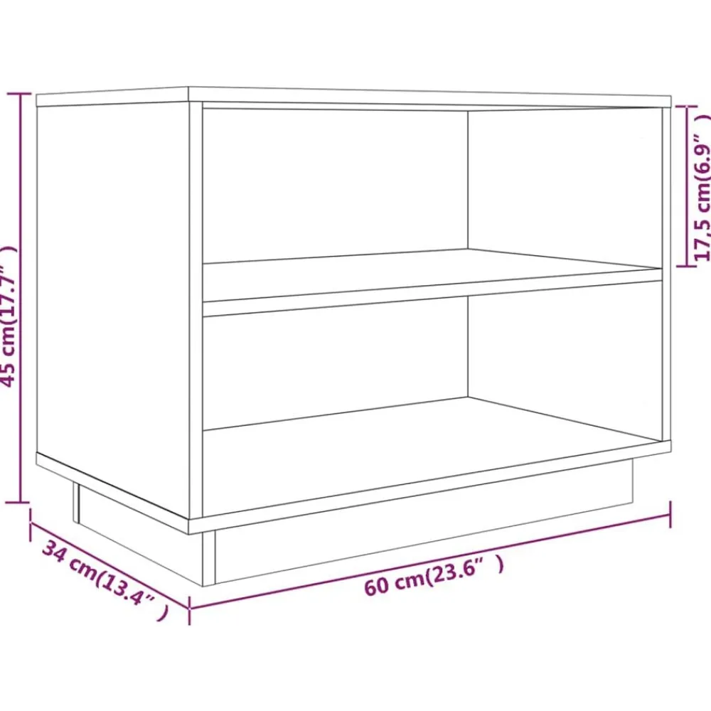 vidaXL Zapatero de madera maciza de pino 60x34x45 cm Negro New