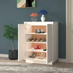 vidaXL Productos Del Hogar-Zapatero de madera maciza de pino 60x35x80 cm
