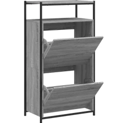 vidaXL Zapatero de madera de ingeniería 60x34x112 cm Gris sonoma Online