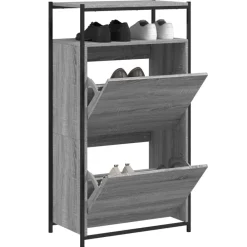 vidaXL Zapatero de madera de ingeniería 60x34x112 cm Gris sonoma Online