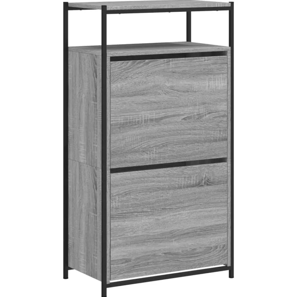 vidaXL Zapatero de madera de ingeniería 60x34x112 cm Gris sonoma Online