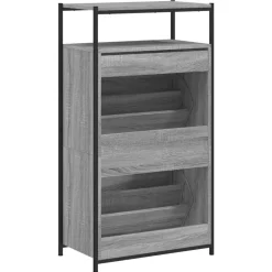 vidaXL Zapatero de madera de ingeniería 60x34x112 cm Gris sonoma Online