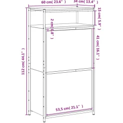 vidaXL Zapatero de madera de ingeniería 60x34x112 cm Gris sonoma Online
