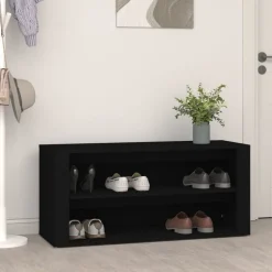 vidaXL Zapatero de madera contrachapada 100x35x45 cm Negro Best