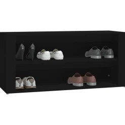 vidaXL Zapatero de madera contrachapada 100x35x45 cm Negro Best