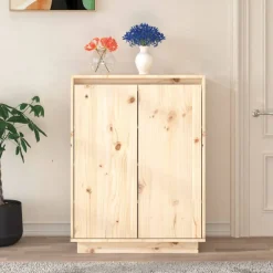 vidaXL Productos Del Hogar-Zapatero de madera maciza de pino 60x35x80 cm