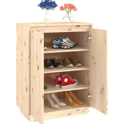 vidaXL Productos Del Hogar-Zapatero de madera maciza de pino 60x35x80 cm