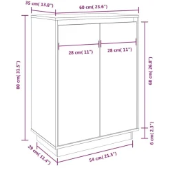 vidaXL Productos Del Hogar-Zapatero de madera maciza de pino 60x35x80 cm