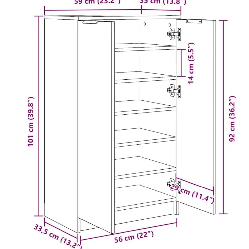 vidaXL Zapatero de madera contrachapada 59x35x100,5 cm Blanco Discount