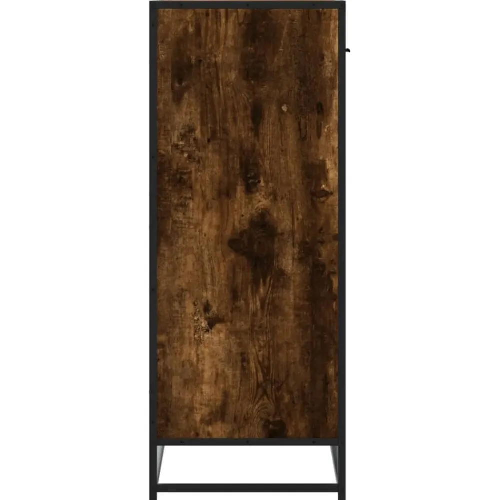 vidaXL Zapatero de madera y metal 75x38x97,5 cm Roble ahumado Outlet