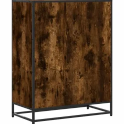 vidaXL Zapatero de madera y metal 75x38x97,5 cm Roble ahumado Outlet