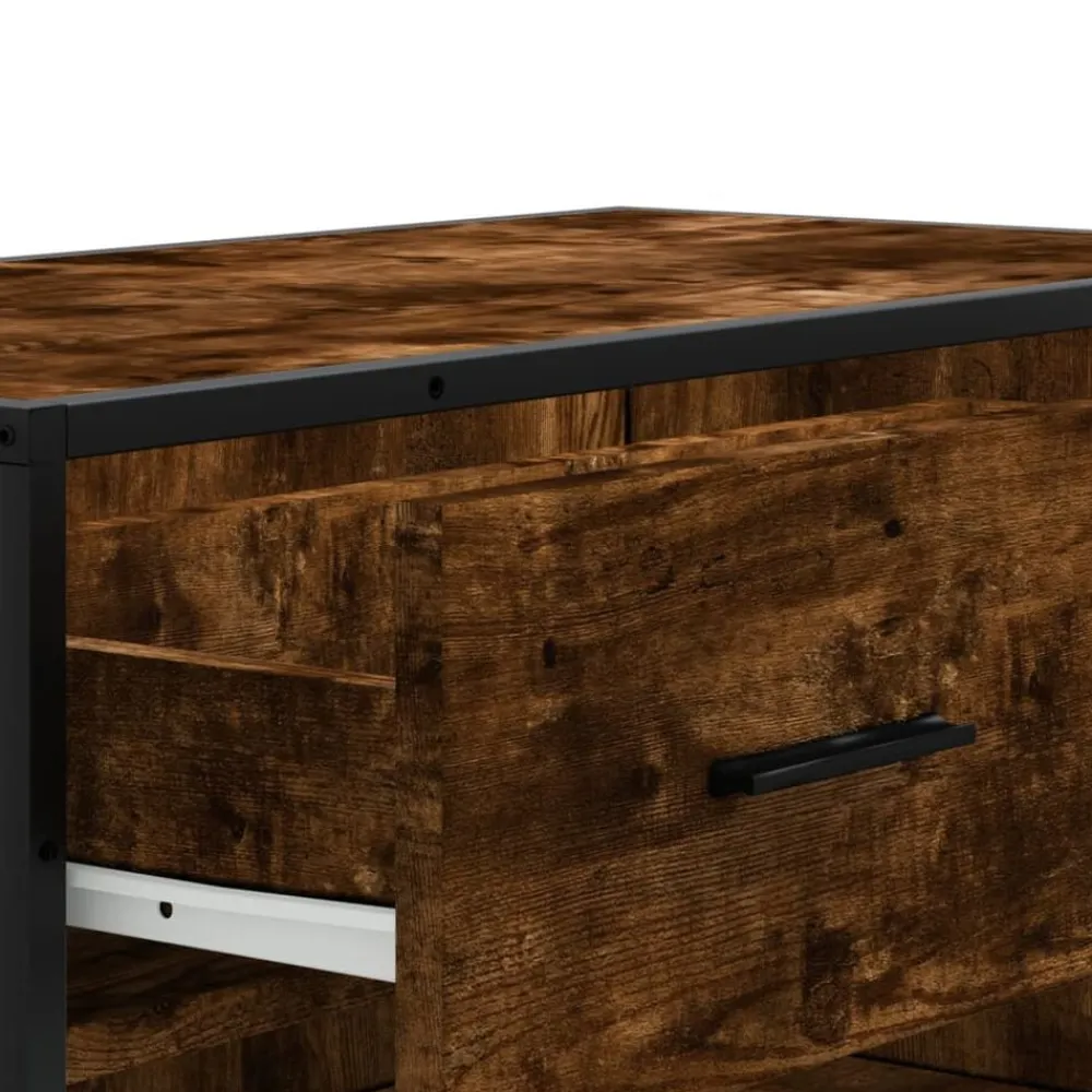 vidaXL Zapatero de madera y metal 75x38x97,5 cm Roble ahumado Outlet