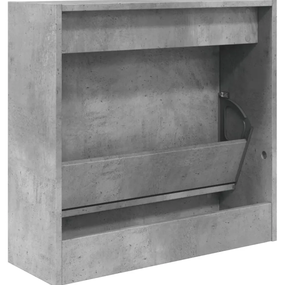 vidaXL Zapatero de madera de ingeniería gris hormigón 60x21x57 cm Gris hormigón Outlet