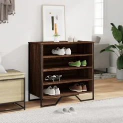 vidaXL Productos Del Hogar-Zapatero de madera de ingeniería marrón roble 80x38x78 cm