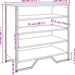 vidaXL Productos Del Hogar-Zapatero de madera de ingeniería marrón roble 80x38x78 cm