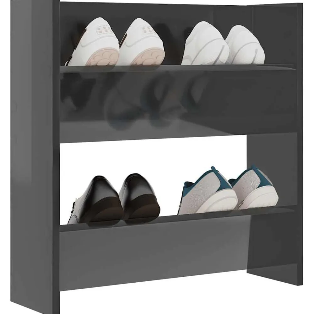 vidaXL Zapatero de pared madera contrachapada gris brillo 60x18x60 cm gris brillante