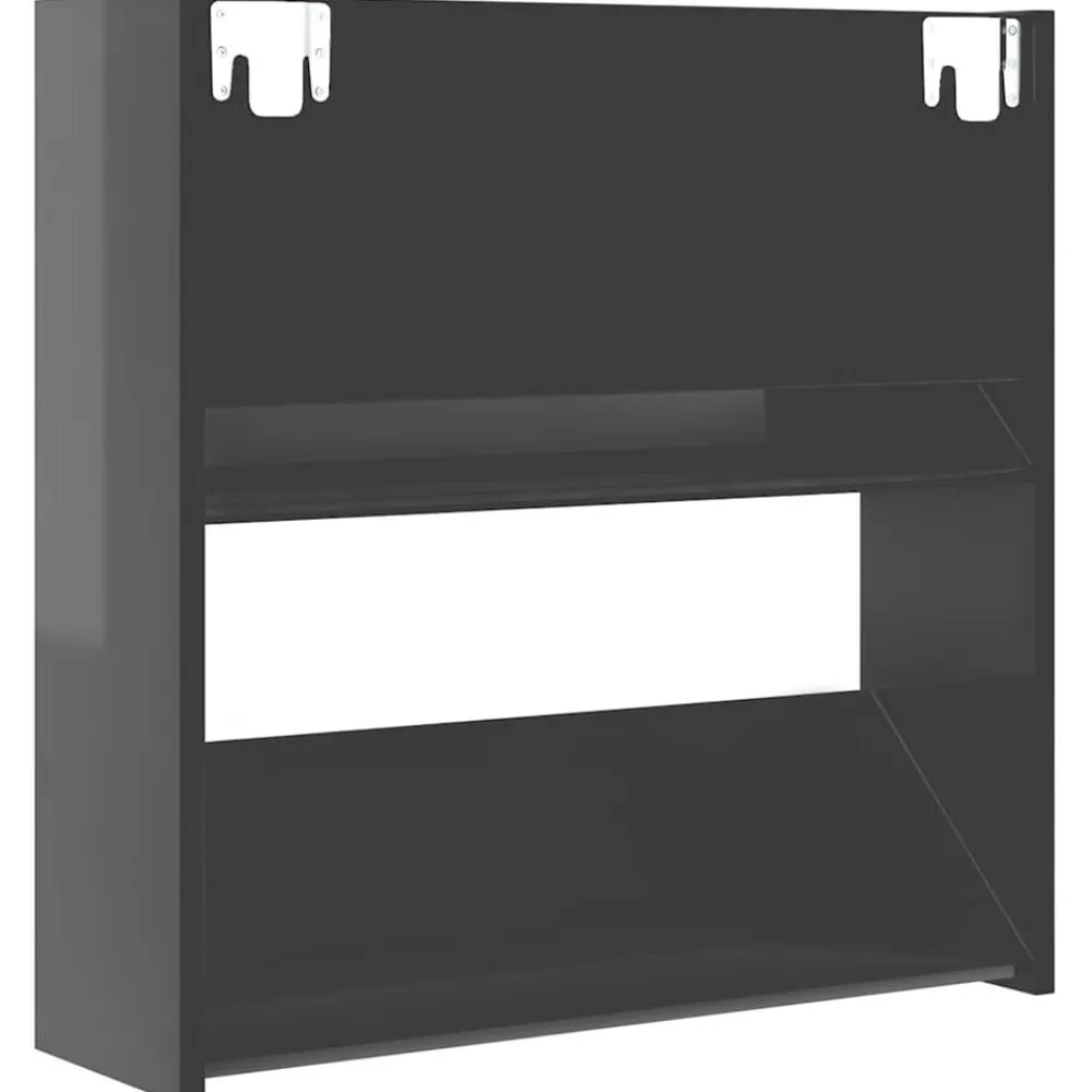 vidaXL Zapatero de pared madera contrachapada gris brillo 60x18x60 cm gris brillante