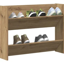 vidaXL Productos Del Hogar-Zapatero de pared madera ingeniería 80x18x60 cm