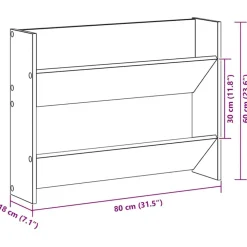vidaXL Productos Del Hogar-Zapatero de pared madera ingeniería 80x18x60 cm
