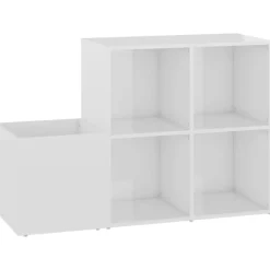 vidaXL Zapatero de recibidor contrachapado blanco brillo 105x35,5x70cm Blanco brillante Discount