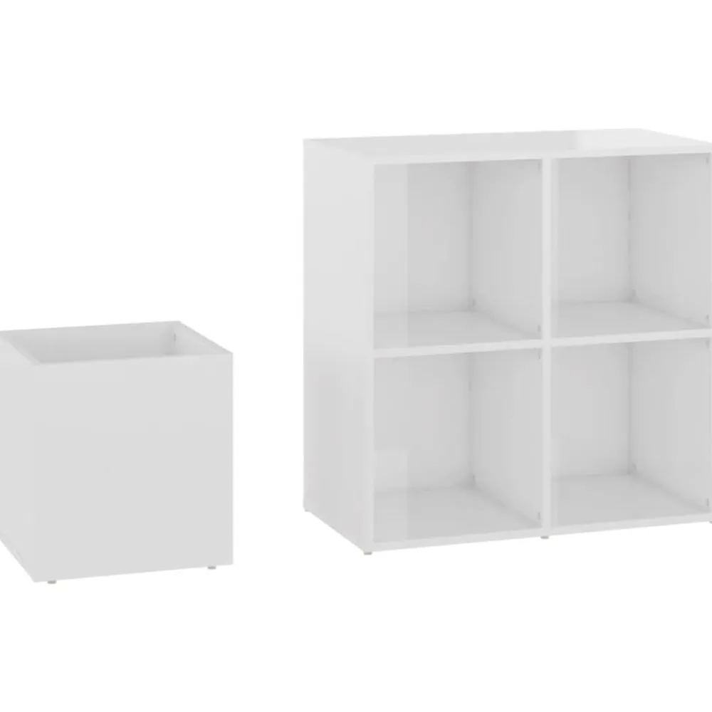 vidaXL Zapatero de recibidor contrachapado blanco brillo 105x35,5x70cm Blanco brillante Discount