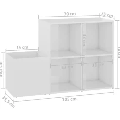 vidaXL Zapatero de recibidor contrachapado blanco brillo 105x35,5x70cm Blanco brillante Discount