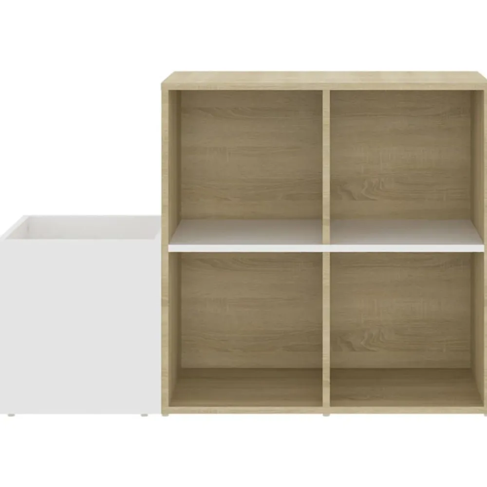 vidaXL Zapatero de recibidor contrachapado blanco roble 105x35,5x70 cm Blanco y roble sonoma Online