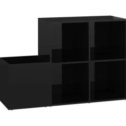 vidaXL Zapatero de recibidor contrachapado negro brillo 105x35,5x70 cm negro brillante Best