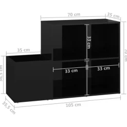 vidaXL Zapatero de recibidor contrachapado negro brillo 105x35,5x70 cm negro brillante Best