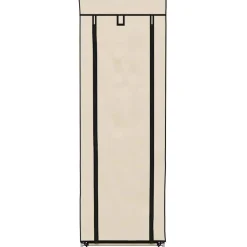 vidaXL Zapatero de tela con funda color 57x29x162 cm Crema Sale