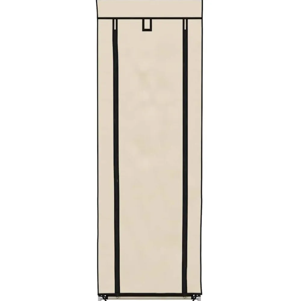 vidaXL Zapatero de tela con funda color 57x29x162 cm Crema Sale