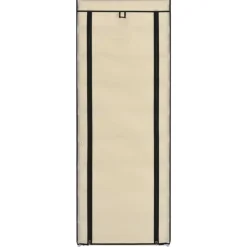 vidaXL Zapatero de tela con funda color 57x29x162 cm Crema Sale